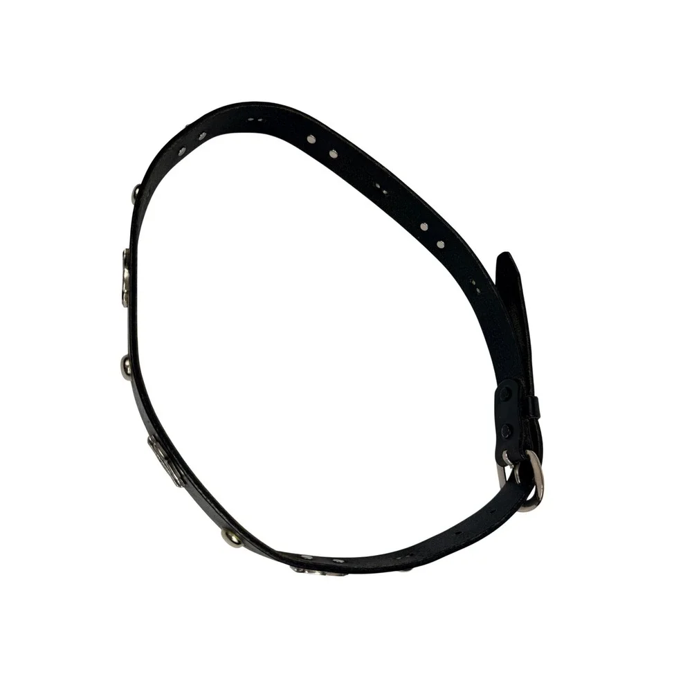 Harley-Davidson Womens Black Leather Studded Logo Belt Made in USA Size 28 -BG